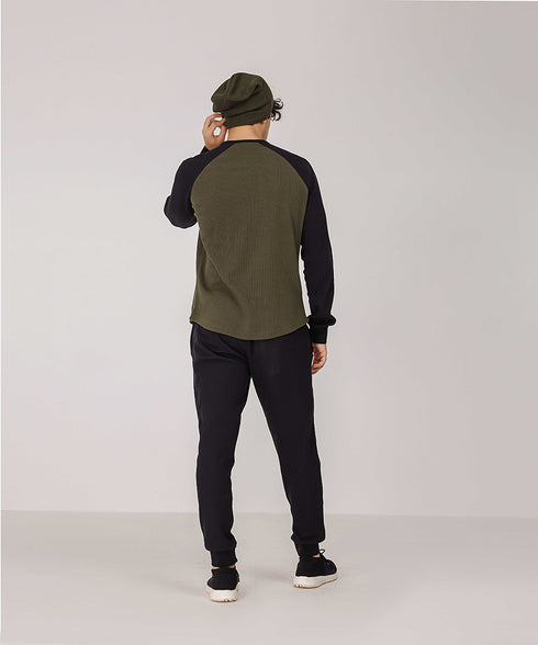 Men's Raglan Waffle Knit Shirt