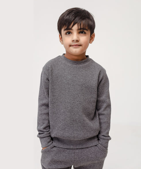 Boys' Basic Waffle Knit Shirt