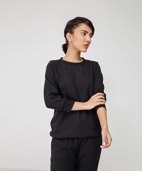 Women's Basic Waffle Knit Shirt