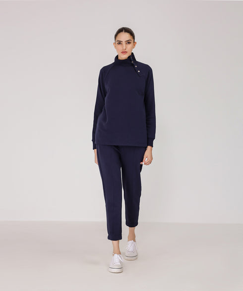 Women's Snap Button Mock Neck