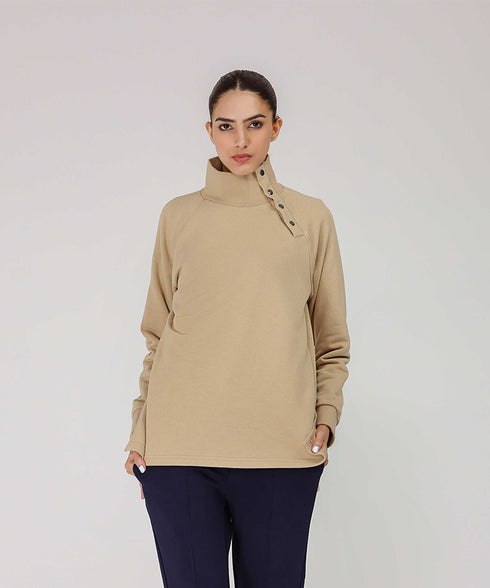 Women's Snap Button Mock Neck