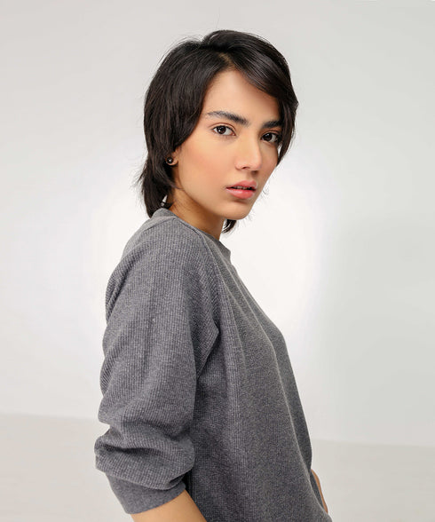 Women's Basic Waffle Knit Shirt