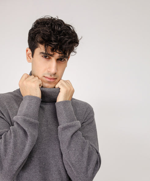 Men's Waffle Knit Turtleneck