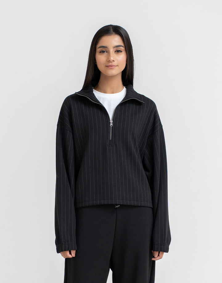 Women's LuxeStretch Pin Stripe Half Zip Sweatshirt